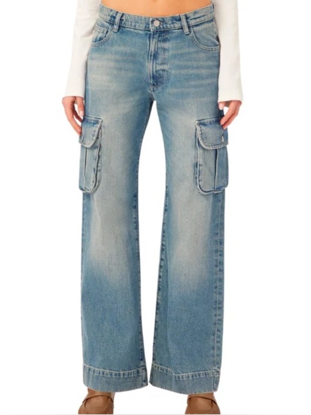 DL1961 Zoie Rigid Low Rise Wide Leg Cargo Jeans